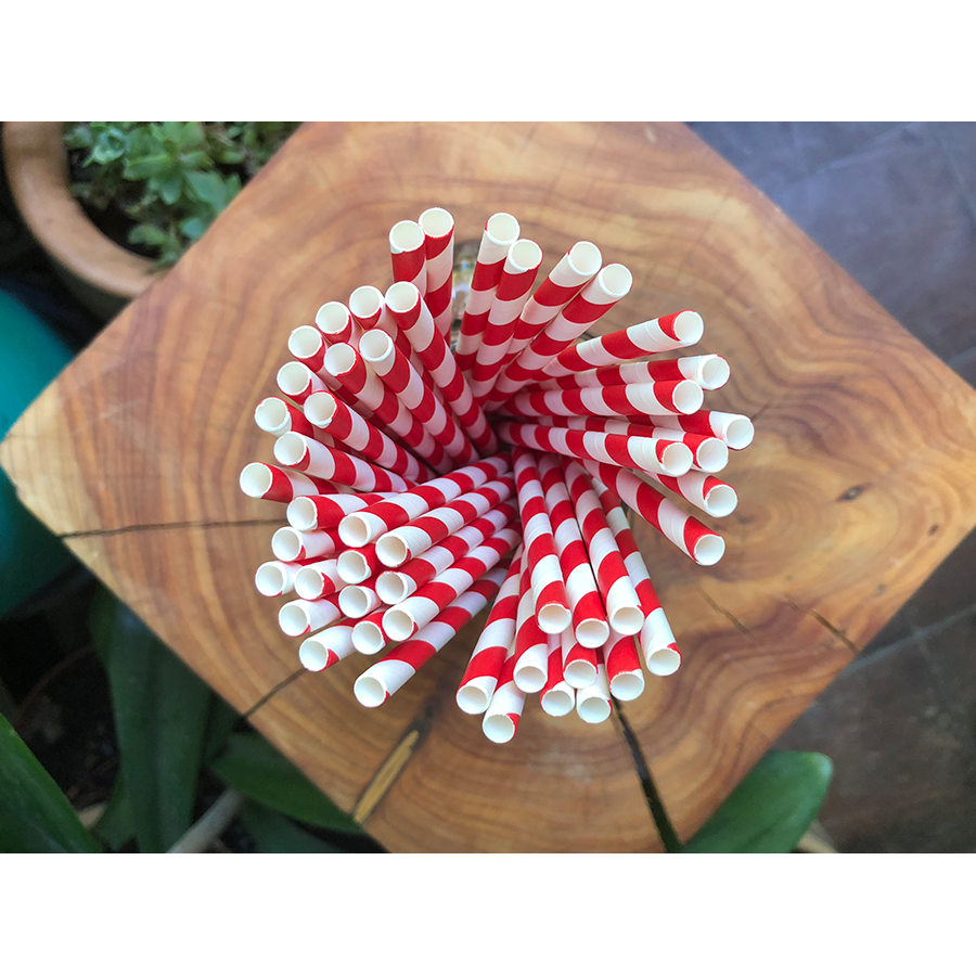 Bombilla Papel Roja con Blanca | Frutaplas | Bombillas de Papel