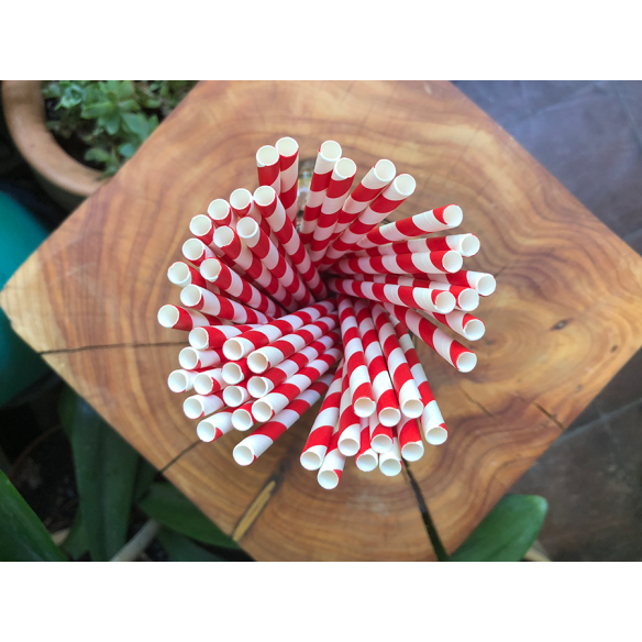 Bombilla Papel Roja con Blanca | Frutaplas | Bombillas de Papel