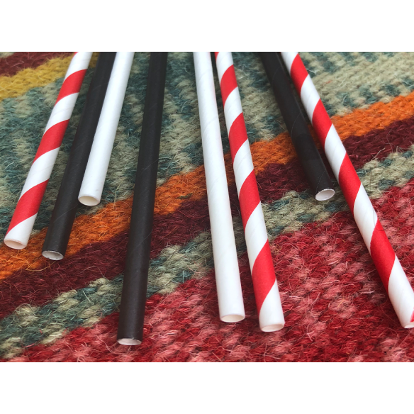 Bombilla Papel Roja con Blanca | Frutaplas | Bombillas de Papel