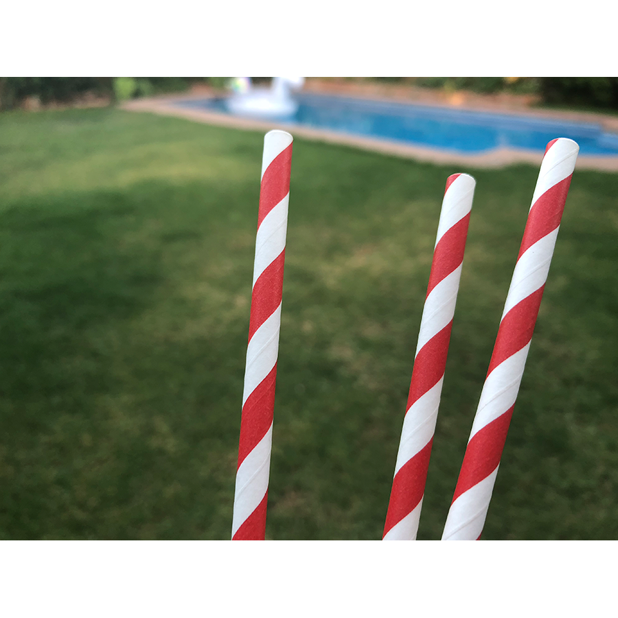 Bombilla Papel Roja con Blanca | Frutaplas | Bombillas de Papel