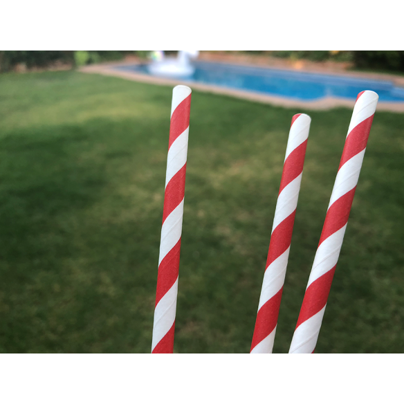 Bombilla Papel Roja con Blanca | Frutaplas | Bombillas de Papel