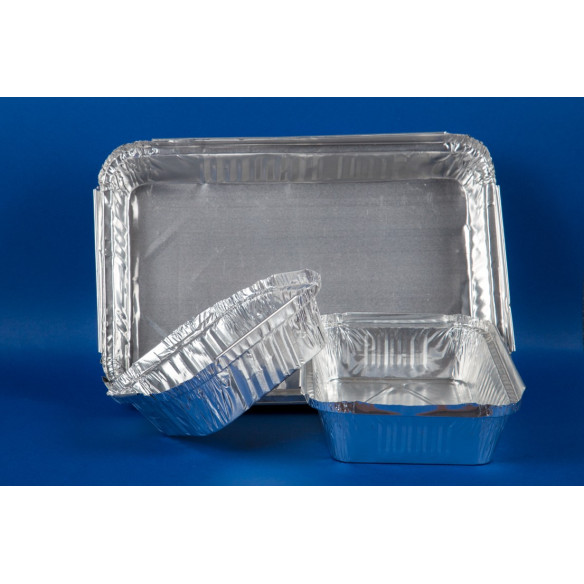 Envase Aluminio Rectangular C-40 con Tapa | Envases Desechables Frutaplas