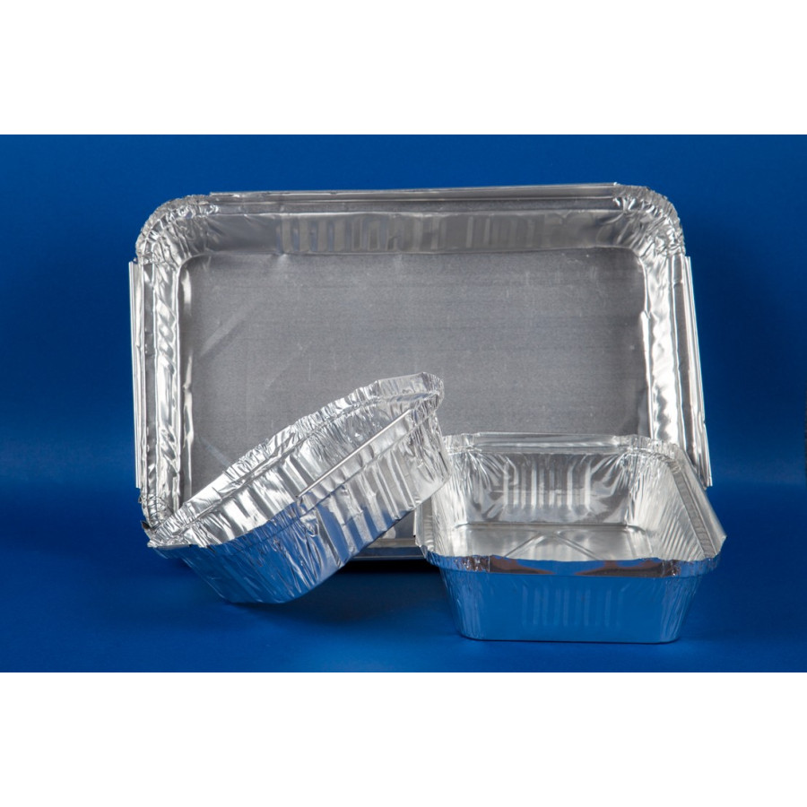 Envase Aluminio Rectangular C-40 con Tapa | Envases Desechables Frutaplas
