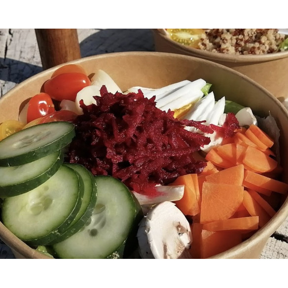 Pote Kraft Pla 1000 con tapa Pla| Frutaplas | Pote compostable