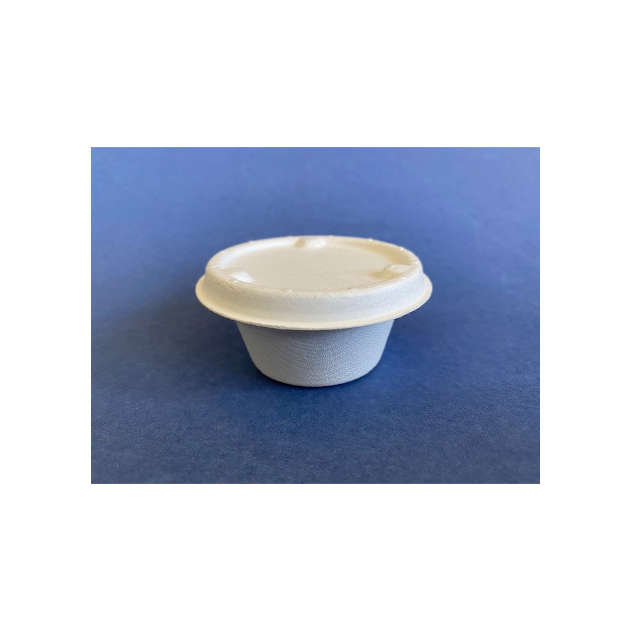 Pocillo Bio Compostable Natural 2 oz con tapa | Frutaplas| Envases biodegradables