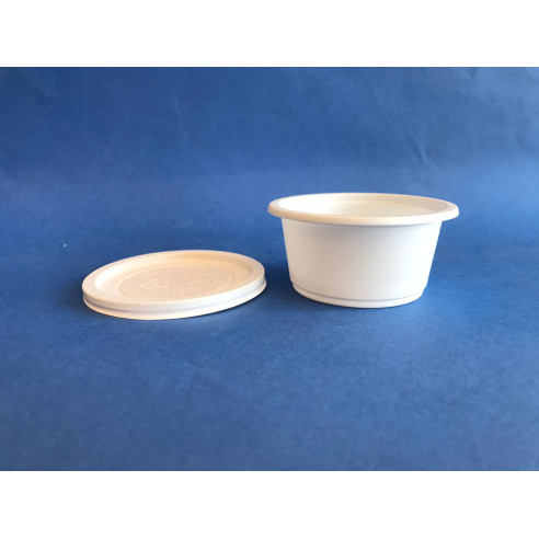 Pocillo Bio Almidon 2oz con tapa | Frutaplas| Envases biodegradables