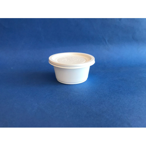 Pocillo Bio Almidon 2oz con tapa | Frutaplas| Envases biodegradables
