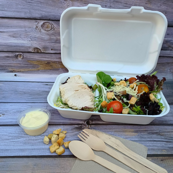 Porta Comida Bio Compostable con Division | Frutaplas | Envases biodegradables