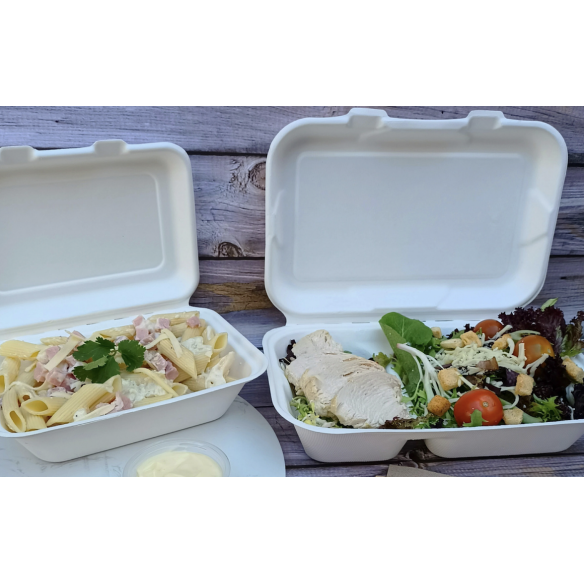 Porta Comida Bio Compostable con Division | Frutaplas | Envases biodegradables