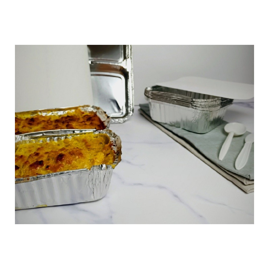 Envase Aluminio Rectangular C-25 con Tapa | Envases Desechables Frutaplas