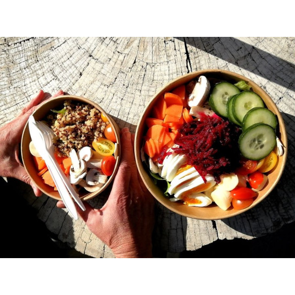 Pote Kraft Pla 750 con tapa Pla | Frutaplas | Potes Compostable