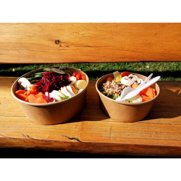 Pote Kraft Pla 750 con tapa Pla | Frutaplas | Potes Compostable