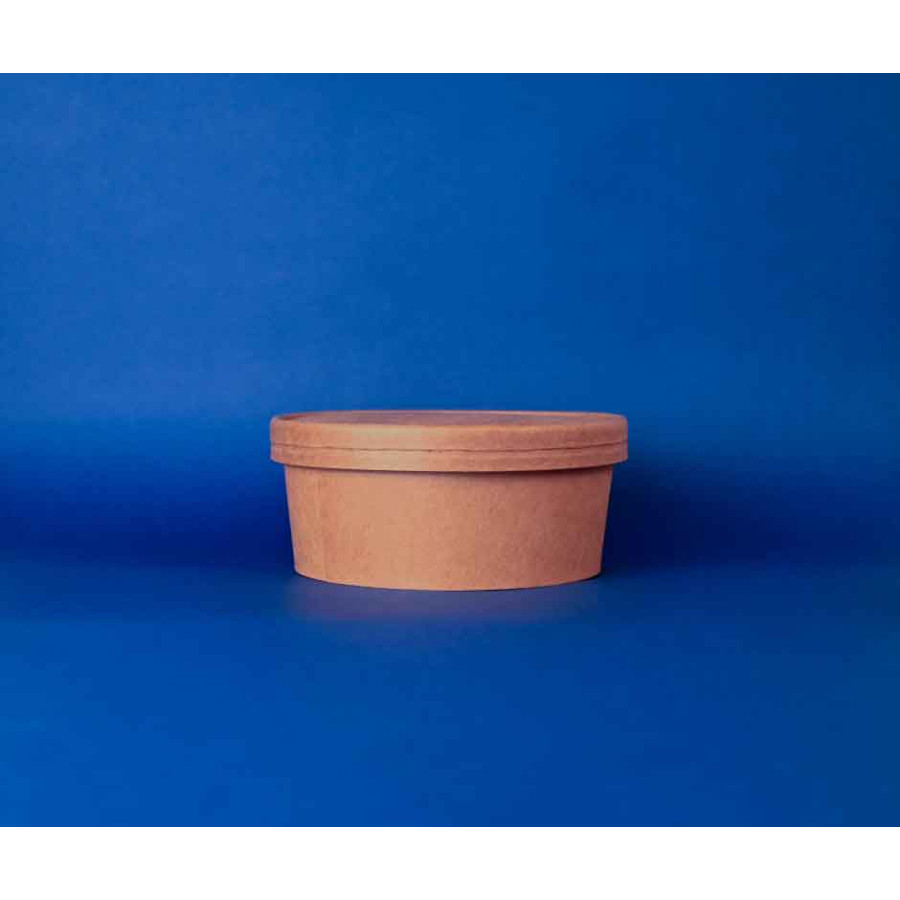 Pote Kraft Pla 750 con tapa Pla | Frutaplas | Potes Compostable