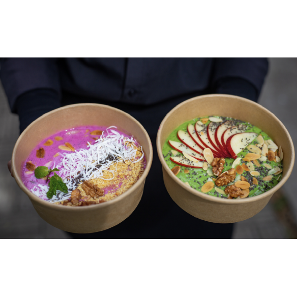 Pote Kraft  Pla 1300 con Tapa Pla| Frutaplas | Potes Compostable