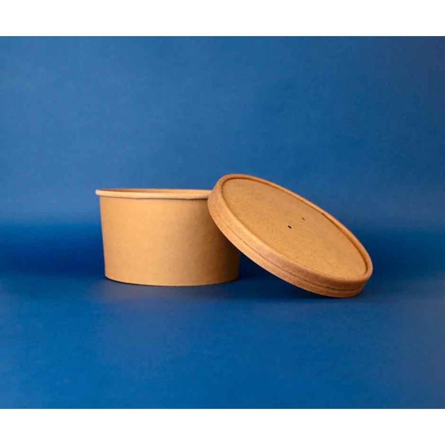 Pote Kraft  Pla 1300 con Tapa Pla| Frutaplas | Potes Compostable