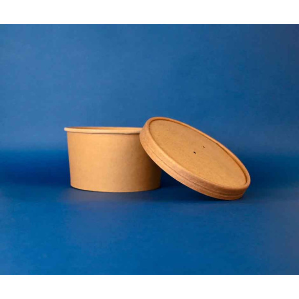 Pote Kraft  Pla 1300 con Tapa Pla| Frutaplas | Potes Compostable