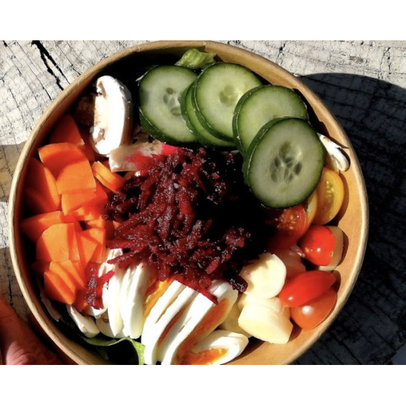 Pote Kraft Pla 1000 con tapa Pla| Frutaplas | Pote compostable