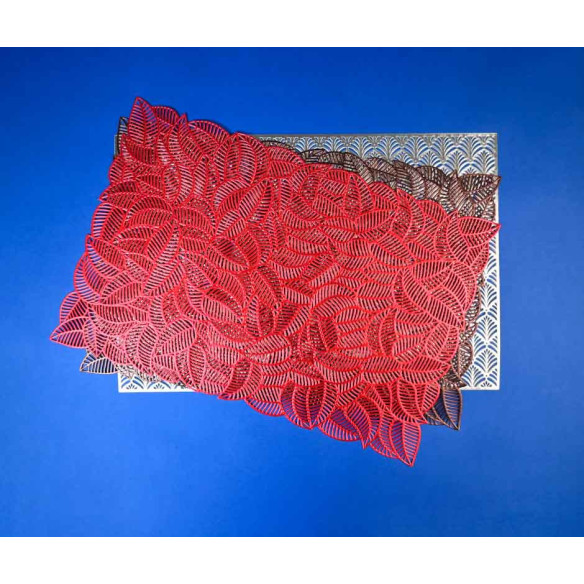 Individual Plástico Reutilizable Rojo Metalizado diseño (1x12u)