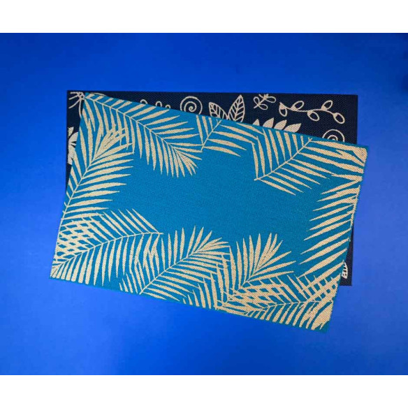 Individual Plástico Reutilizable Turquesa con Palmeras Diseño (1x12u)