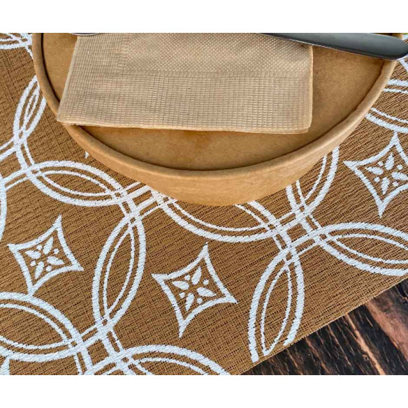 Individual Plástico Reutilizable Kraft Diseño Blanco (1x12u)