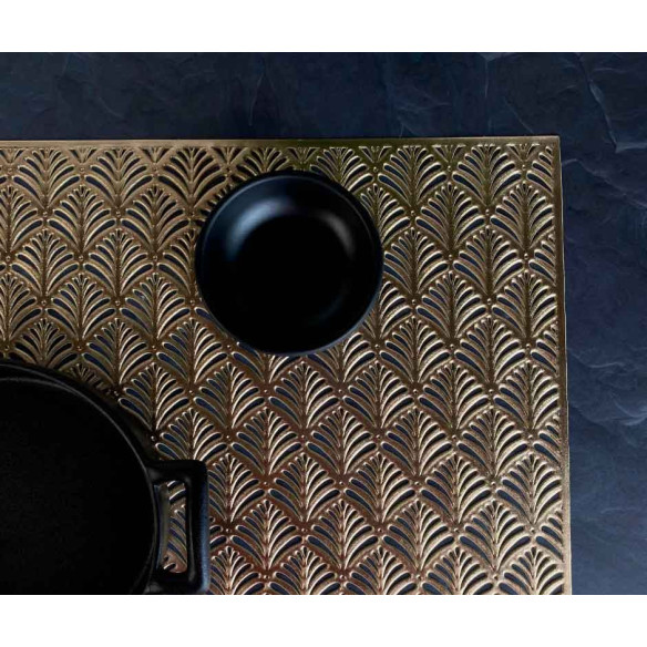 Individual Plástico Reutilizable  Dorado  diseño (1x12u)