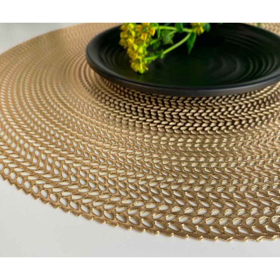 Individual Plástico Reutilizable Redondo Dorado (1x12u)