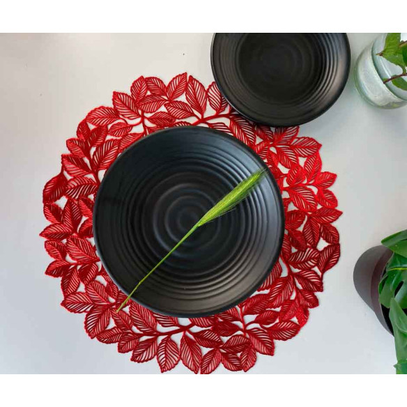 Individual Plástico Reutilizable Redondo Rojo (1x12u)