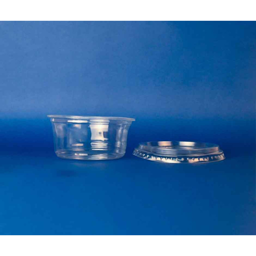 Pote Compostable Transparente  con Tapa 12Oz  | Frutaplas Pote Compostable