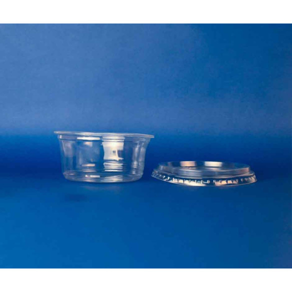 Pote Compostable Transparente  con Tapa 12Oz  | Frutaplas Pote Compostable