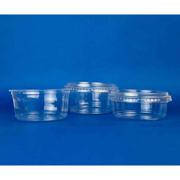 Pote Compostable Transparente  con Tapa 12Oz  | Frutaplas Pote Compostable