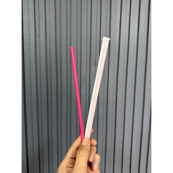 Bombilla Papel Envuelta Blanca con Rojo | Frutaplas | Bombillas de Papel envuelta