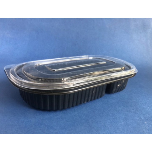 Bandeja Ovalada Negra Con Tapa PP (1x300u)