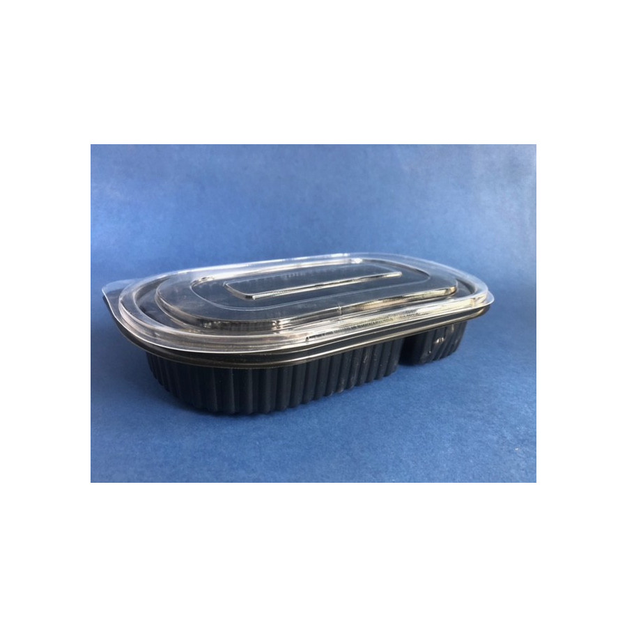 Bandeja Ovalada Negra Con Tapa PP (1x300u)